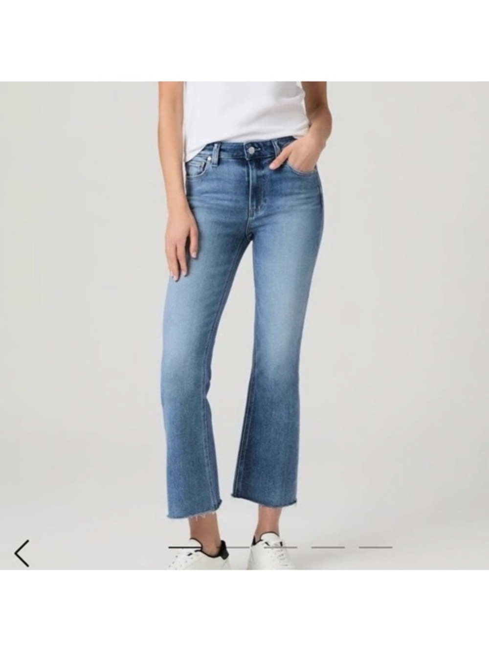 PAIGE Light Blue Cropped Flare Jeans